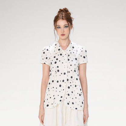 Polka Dot Puff Sleeve Shirt