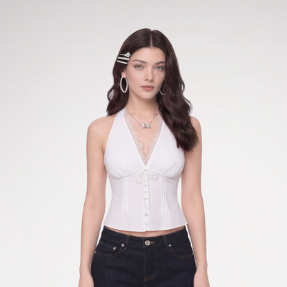 Lace Backless Blouse