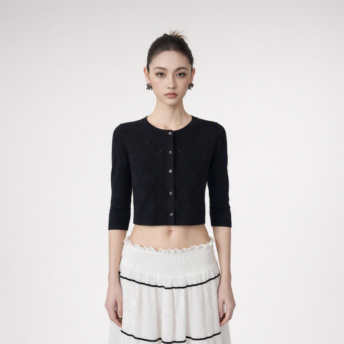 Diamond Cropped Cardigan