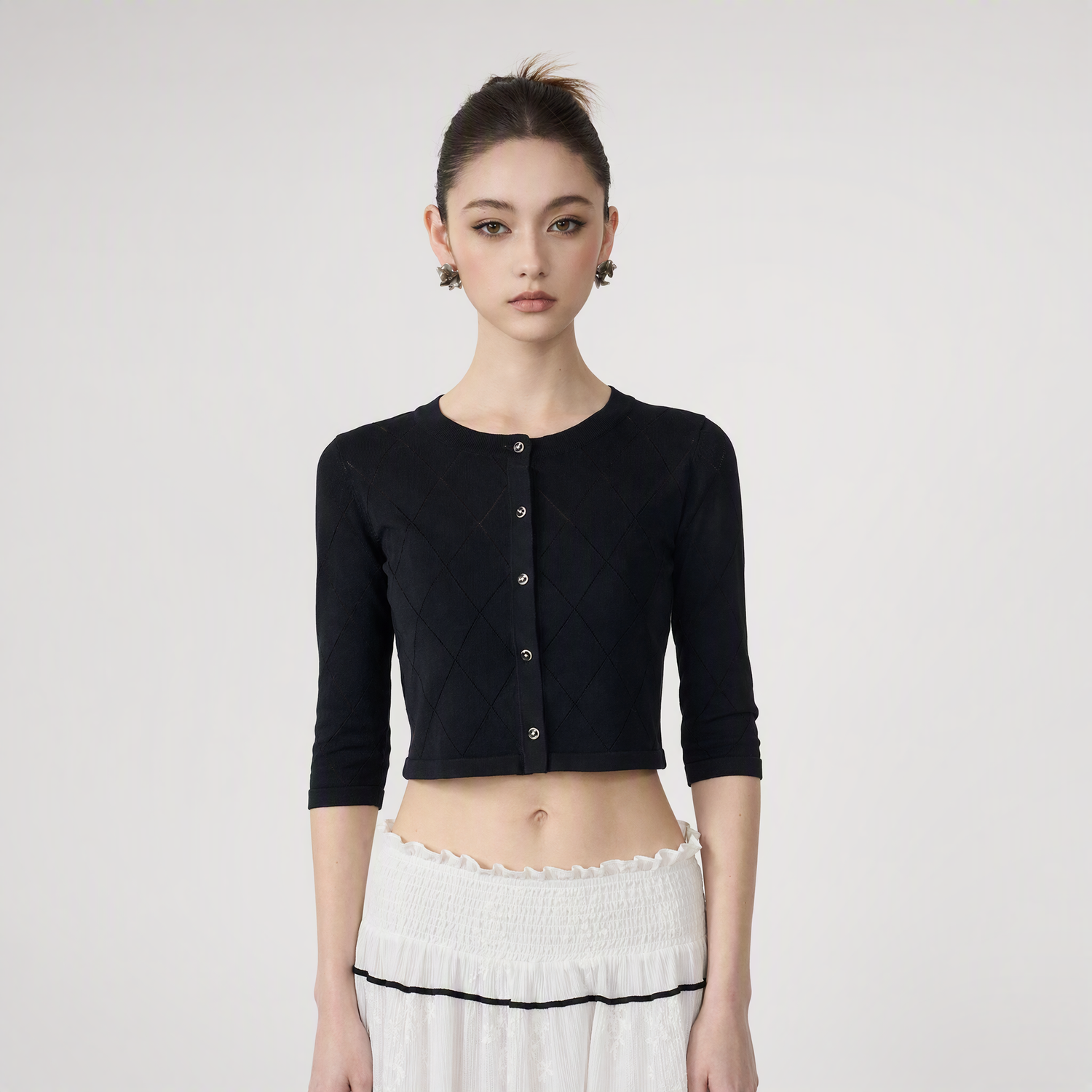 Diamond Cropped Cardigan