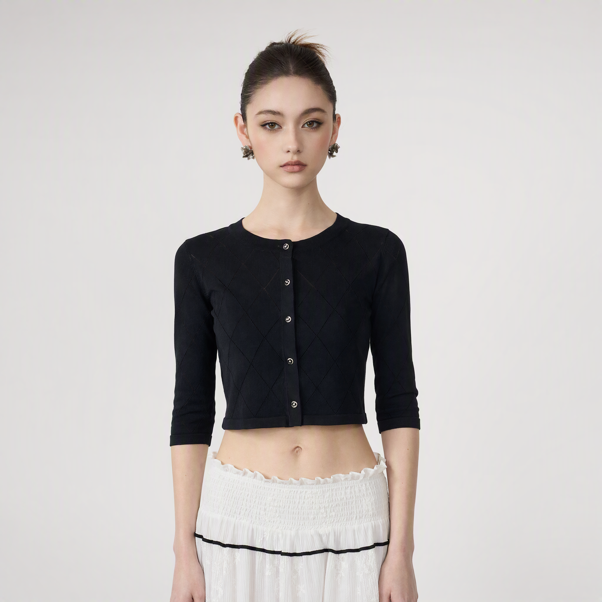 Diamond Cropped Cardigan