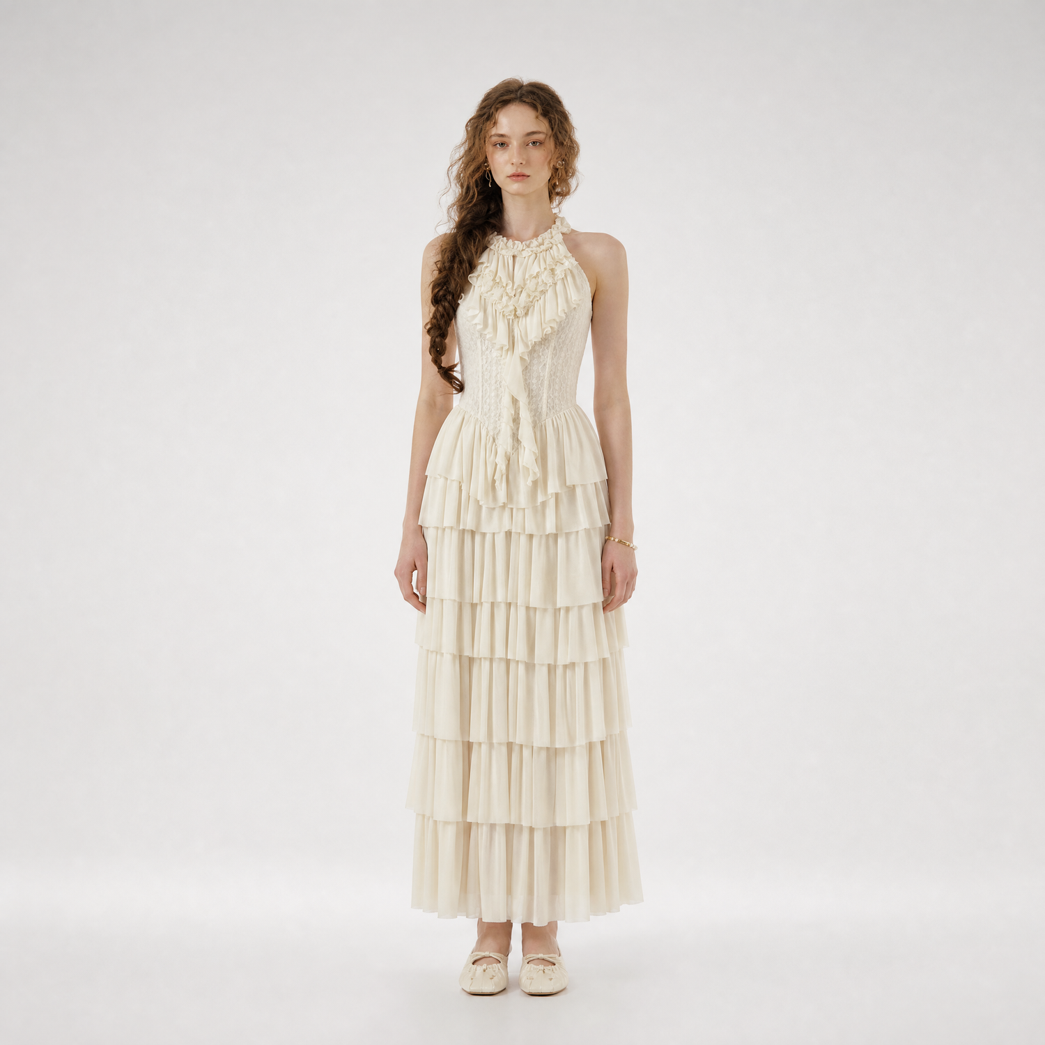 Ruffled Corset Fishbone Dress