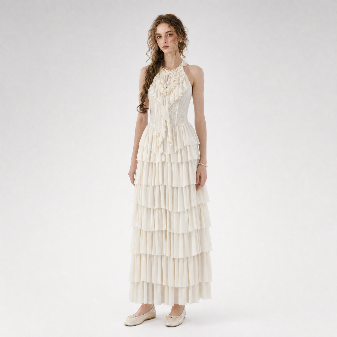 Ruffled Corset Fishbone Dress