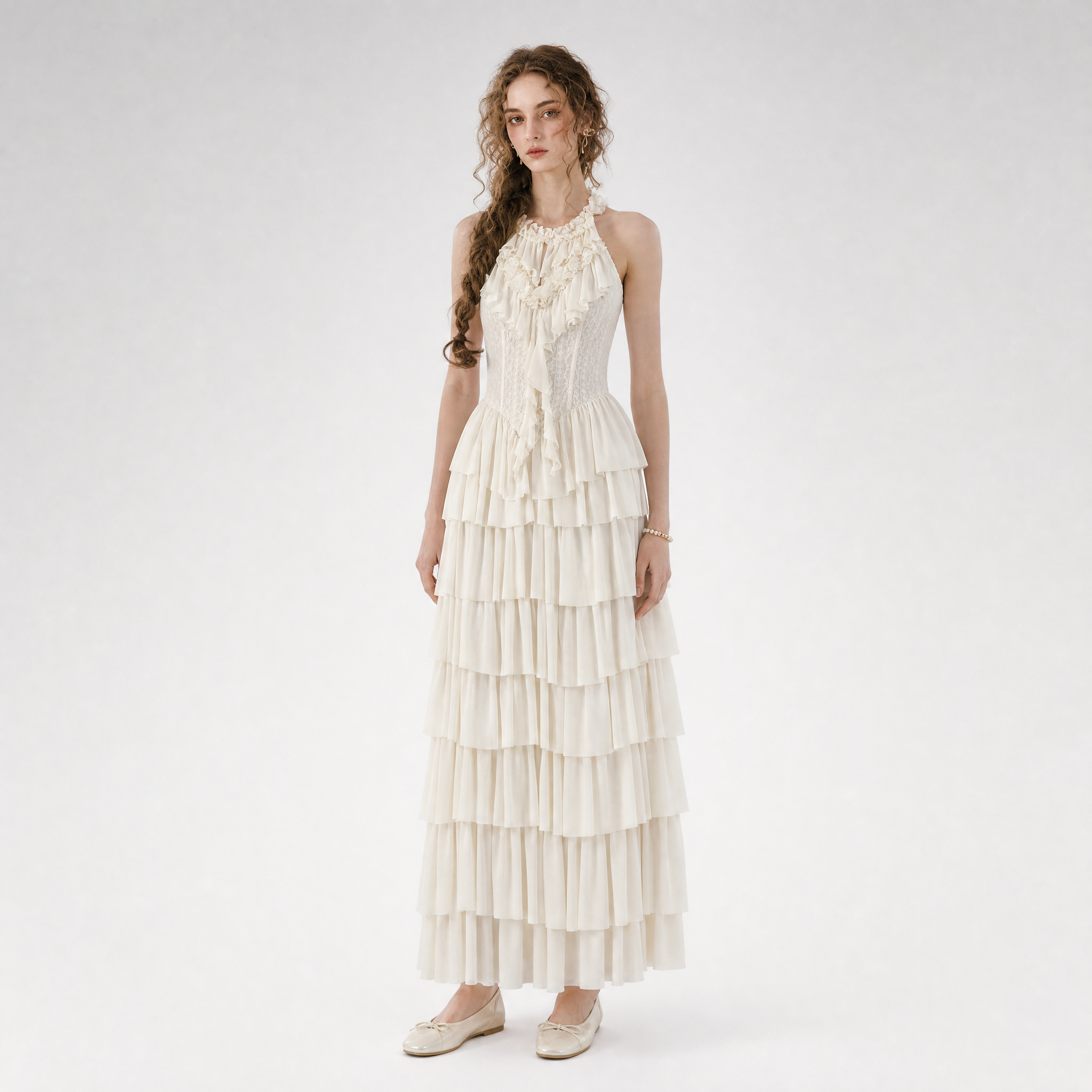 Ruffled Corset Fishbone Dress