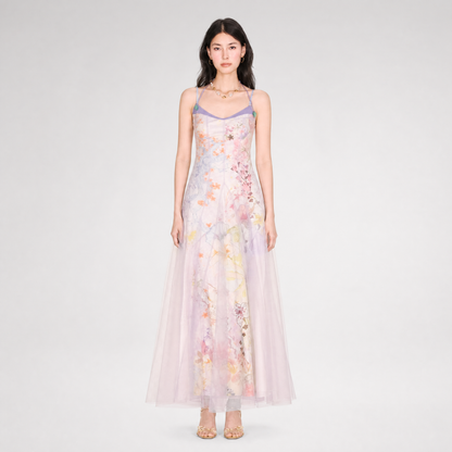 Oil-Painted Print Organza Set