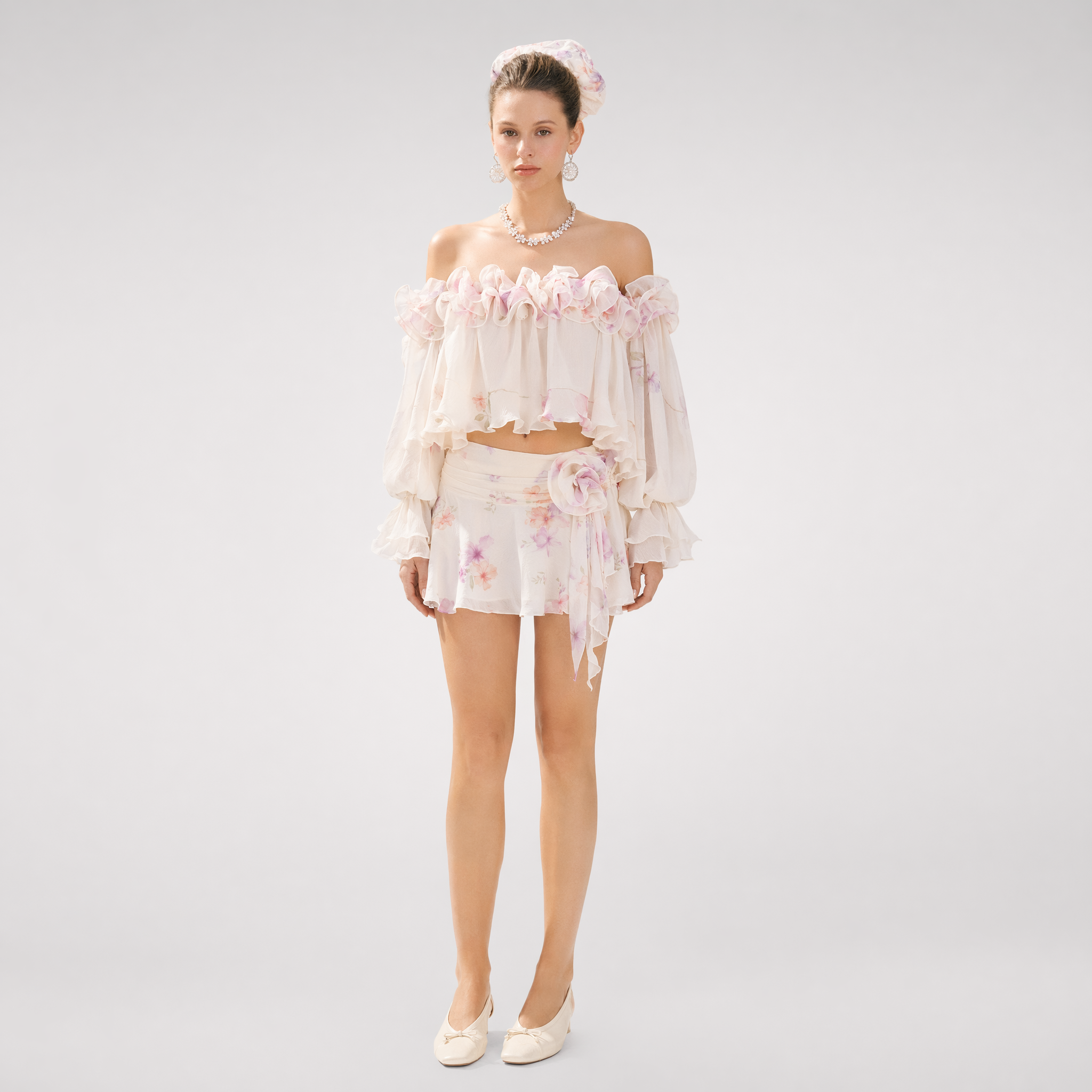 Ruffled Off-Shoulder Set