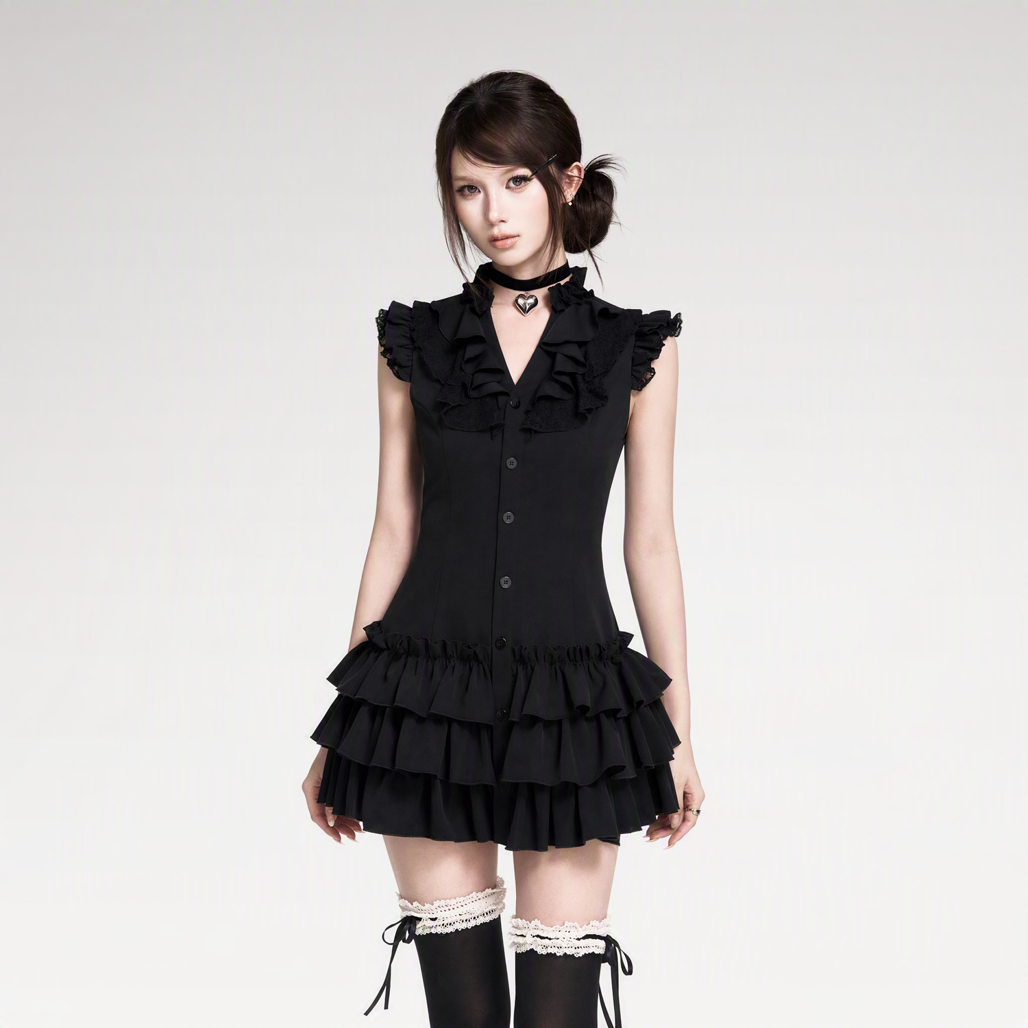 Lace Ruffle Dress Set