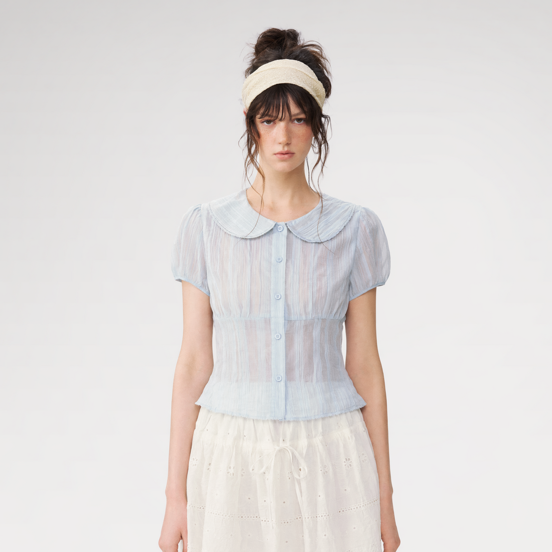 Lace Trim Puff Shirt