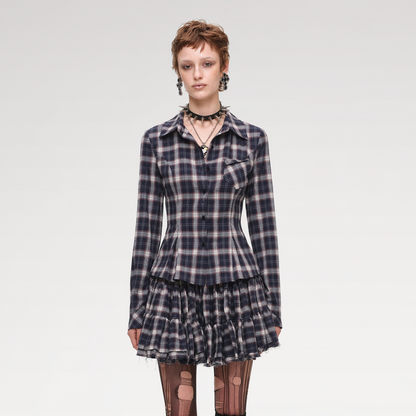 Plaid Tiered Skirt Set