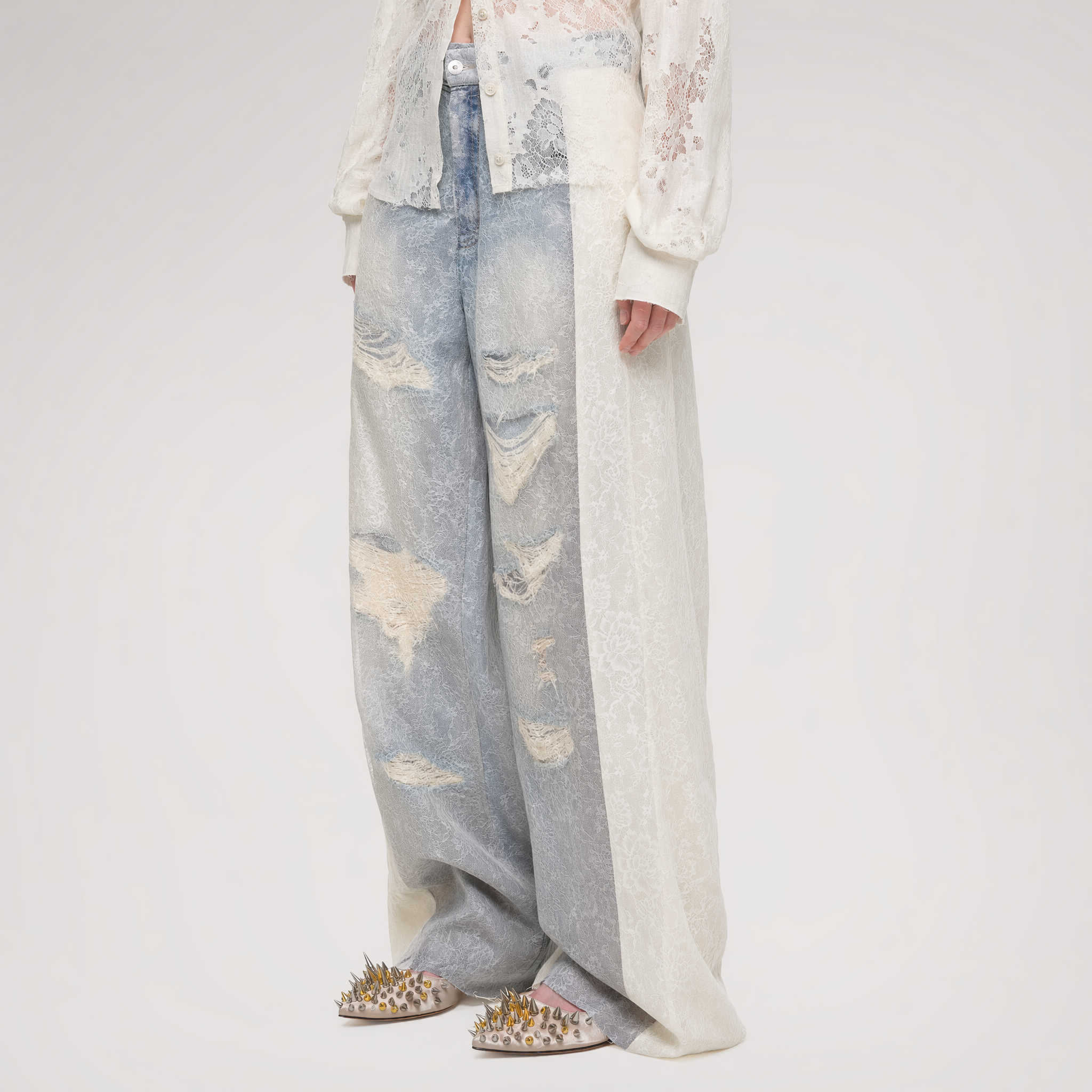 Washed Lace Straight Pants