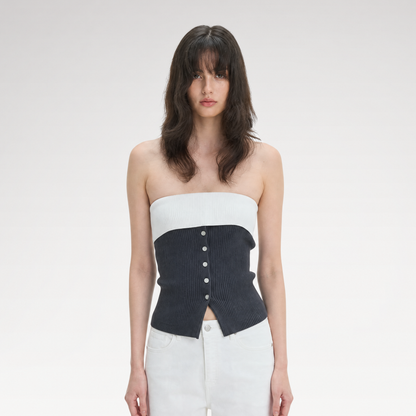 French Colorblock Bandeau Top