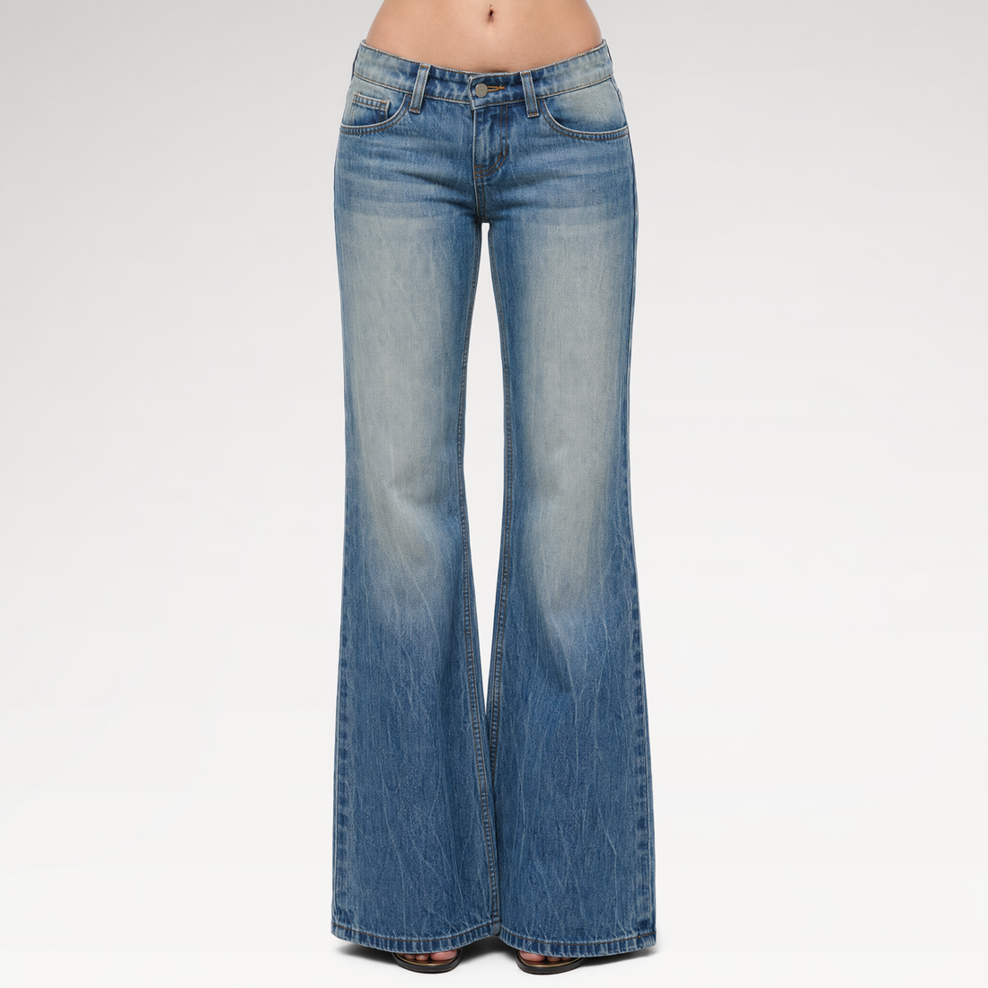 Heavy Wash Wide-Leg Jeans