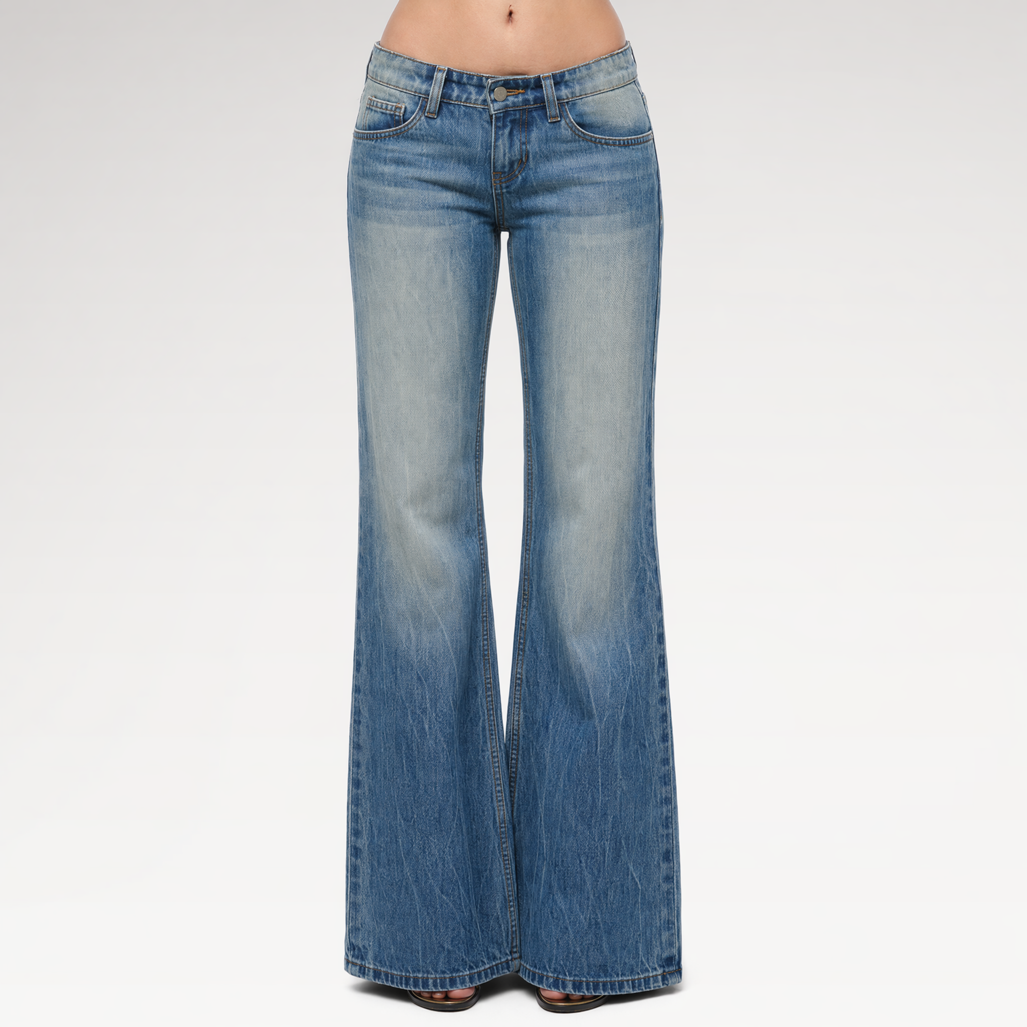 Heavy Wash Wide-Leg Jeans