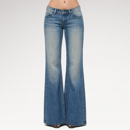 Heavy Wash Wide-Leg Jeans
