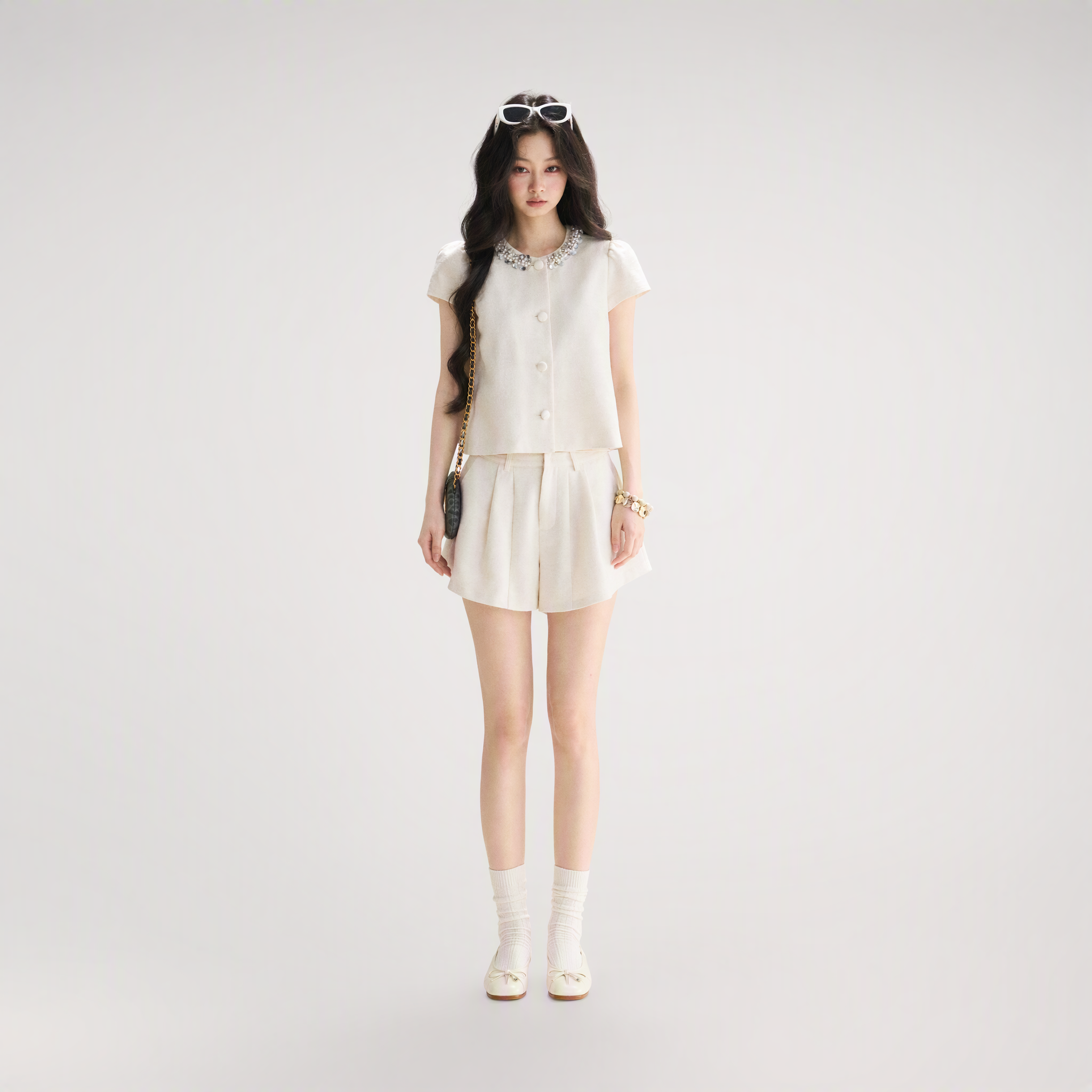 Beaded Collar Short Set