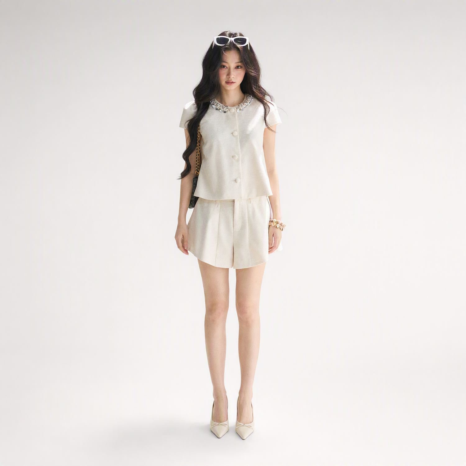 Beaded Collar Short Set