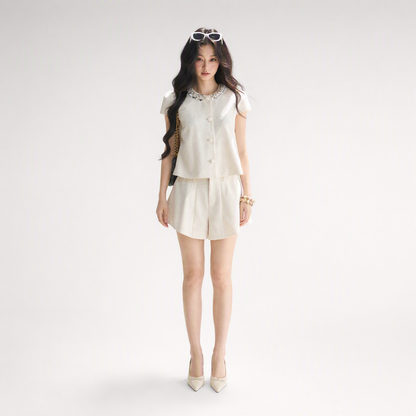 Beaded Collar Short Set