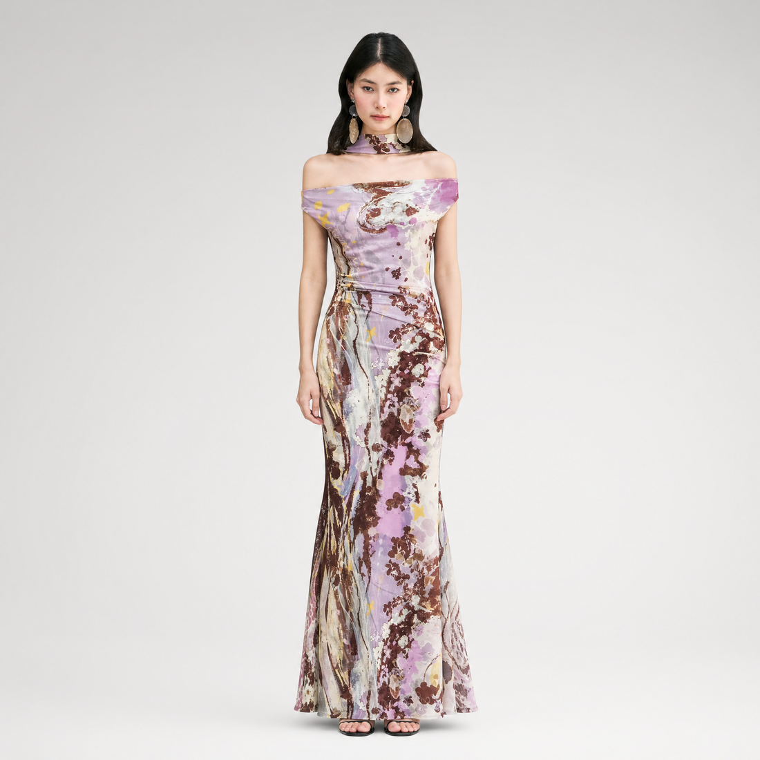Hand-Painted Mesh Mermaid Dress