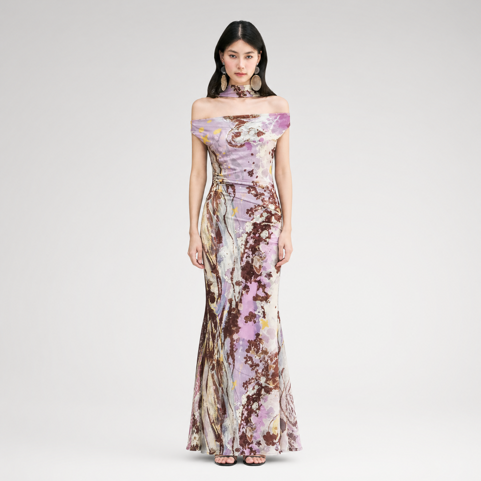 Hand-Painted Mesh Mermaid Dress