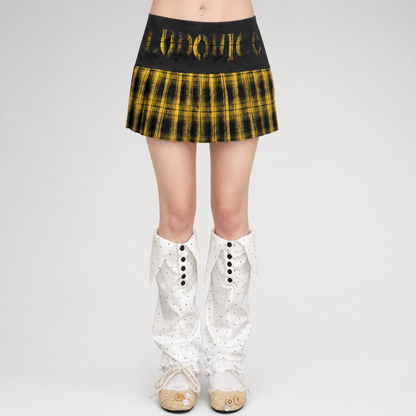 Plaid Pleated Low-Waist Mini Skirt