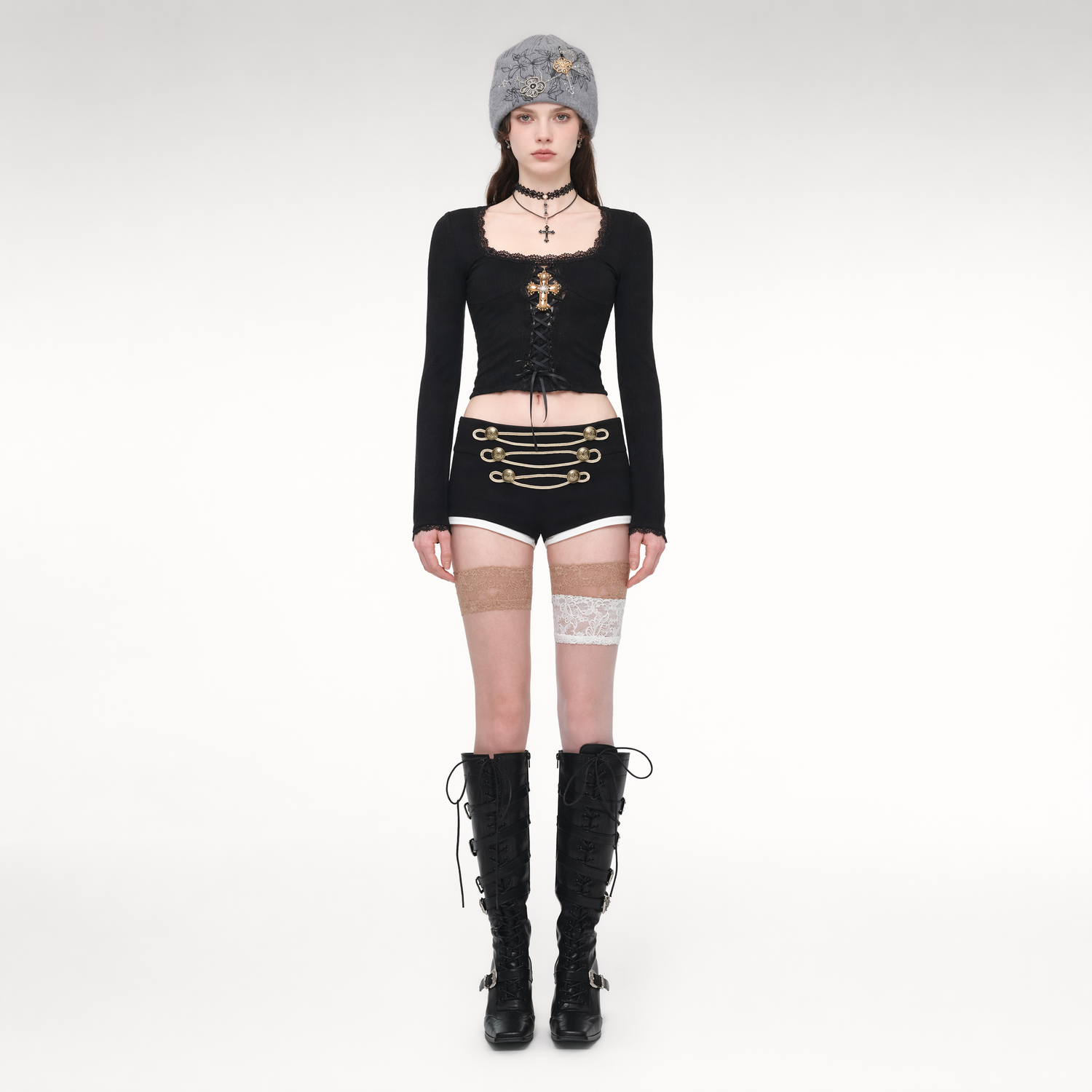 Metal Button Suit Shorts