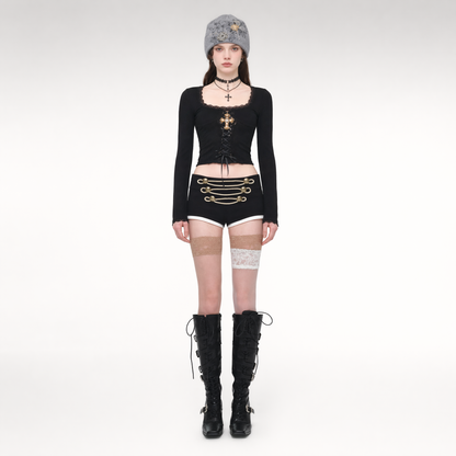 Metal Button Suit Shorts