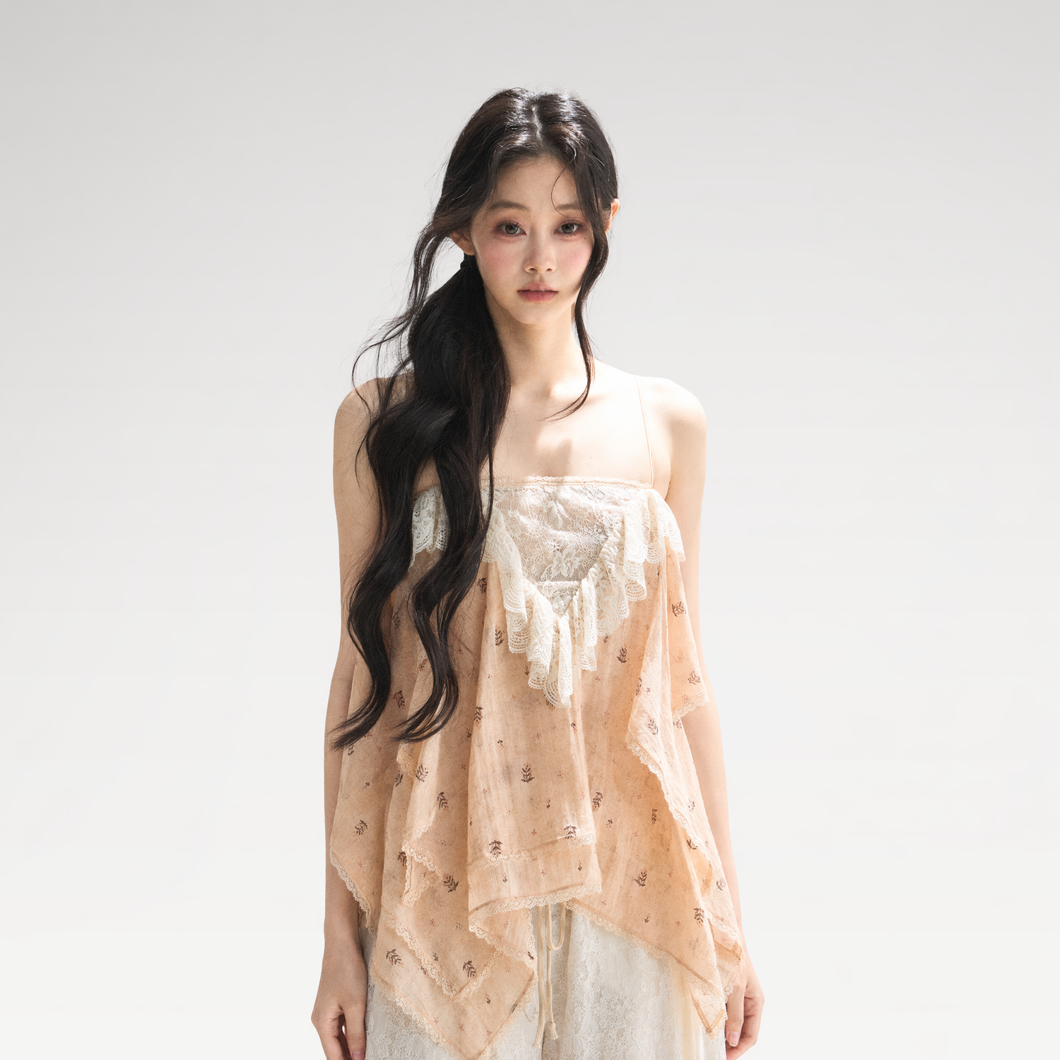 Lace Trim Asymmetric Cami