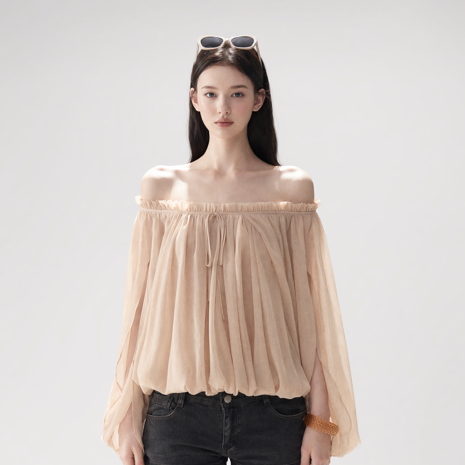 Crinkled Off-Shoulder Top