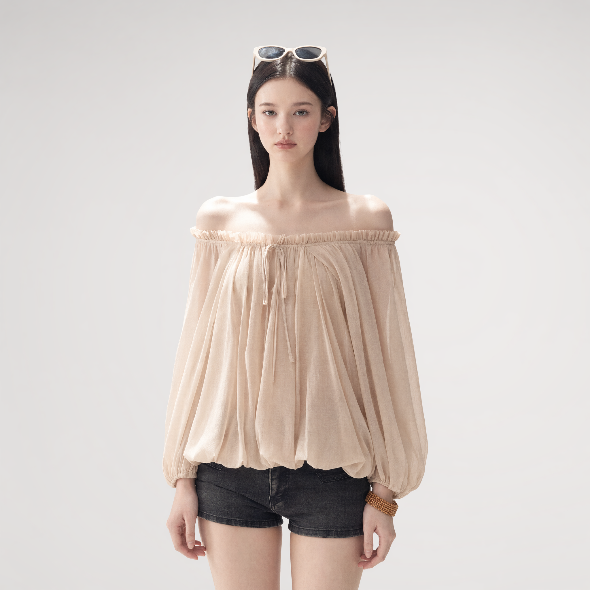 Crinkled Off-Shoulder Top