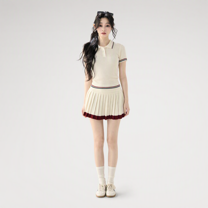 Ribbed Knit Polo Set