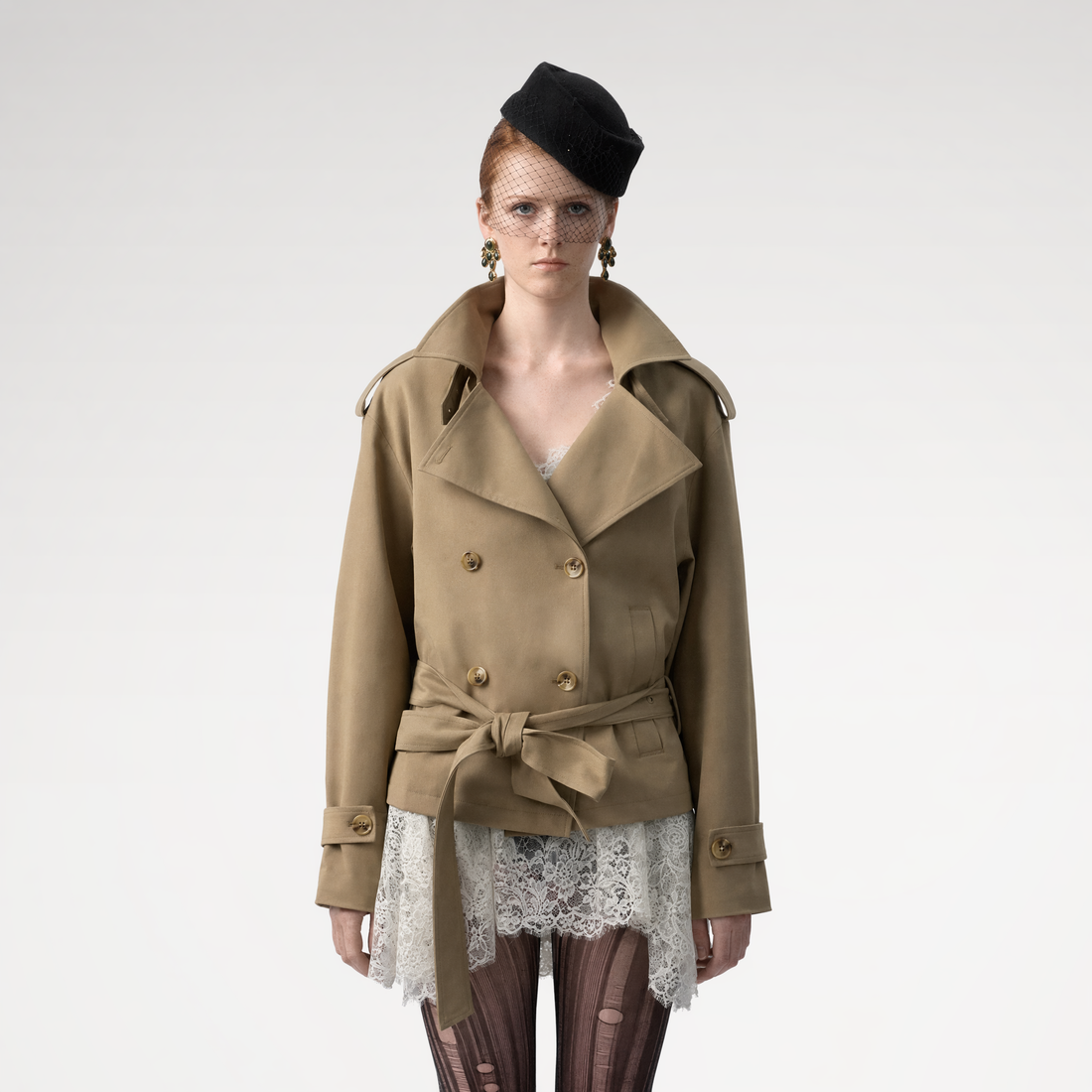 Double-Breasted Belted Trench Coat