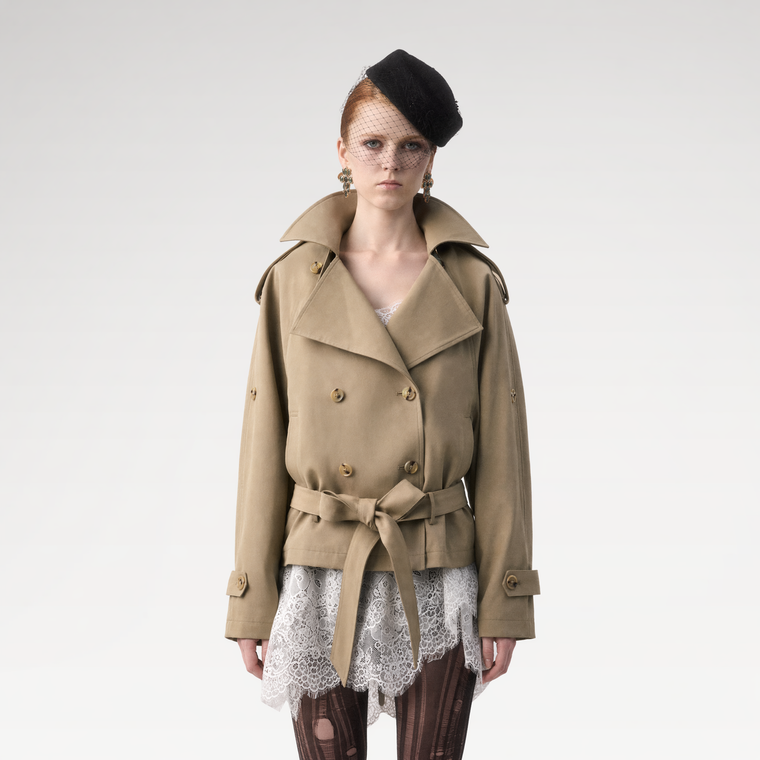Double-Breasted Belted Trench Coat