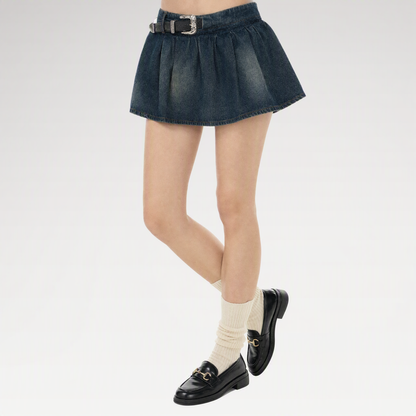 Washed Denim A-Line Skirt