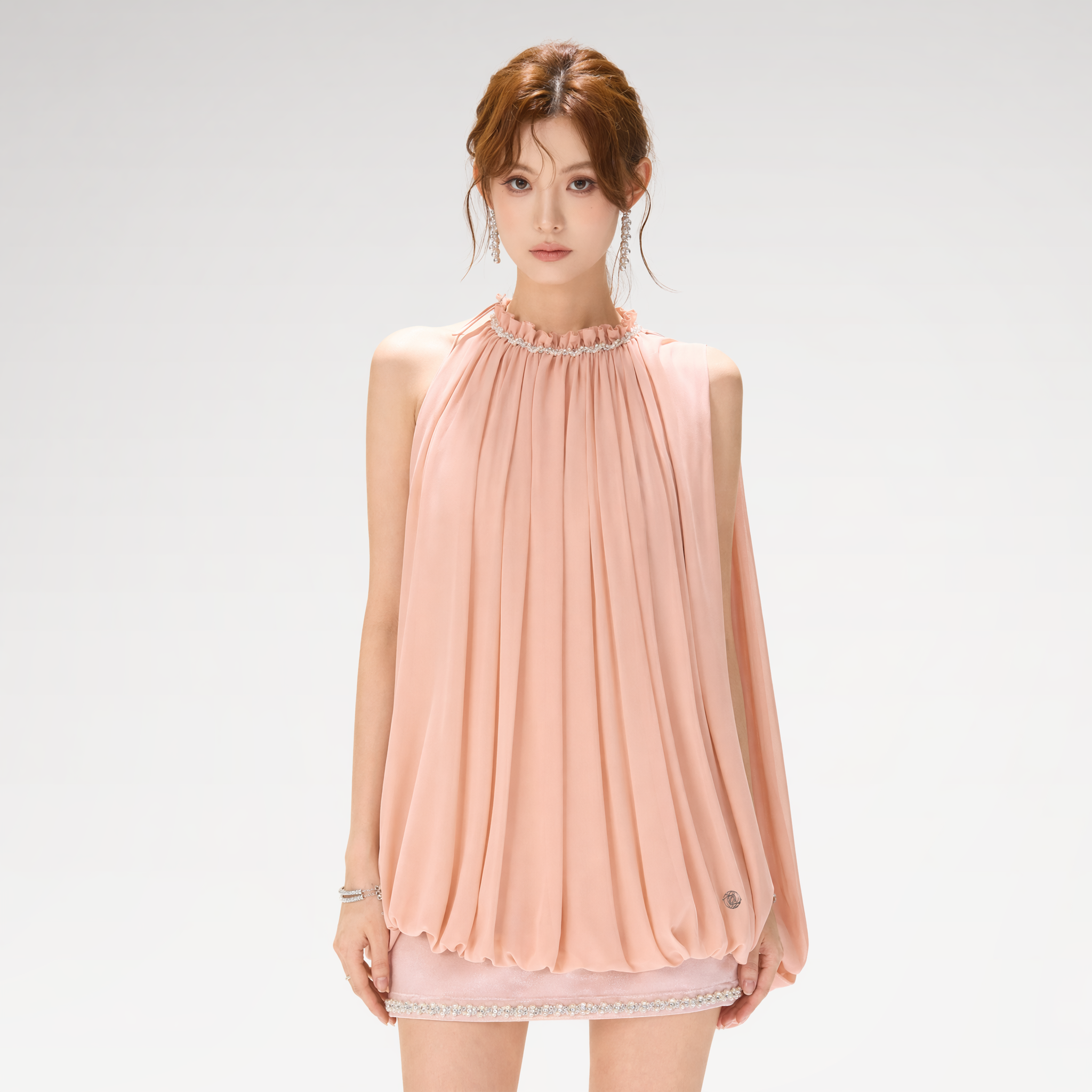 Beaded Halter Peplum Top
