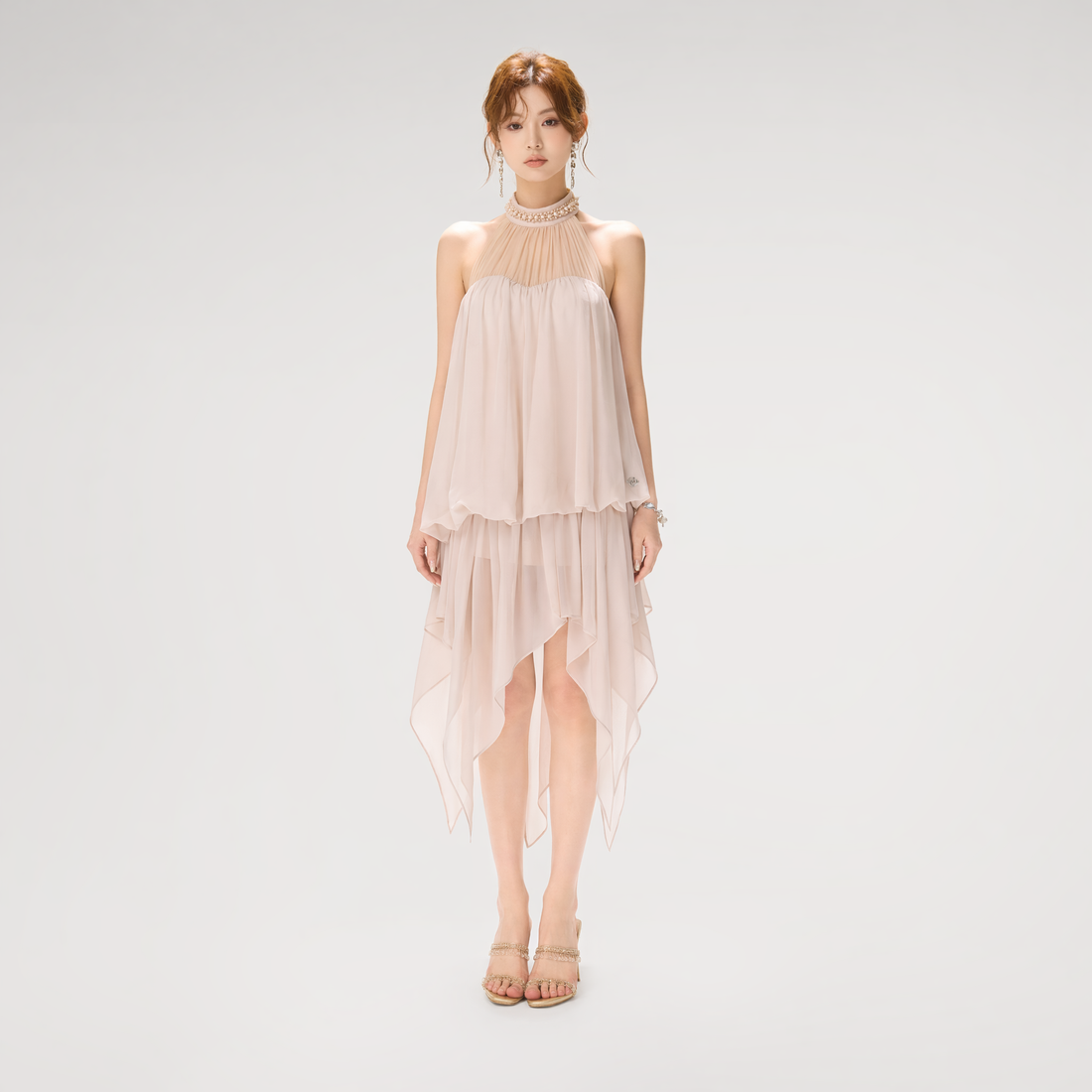 CYNR Pearl Halter Midi Dress – view 2