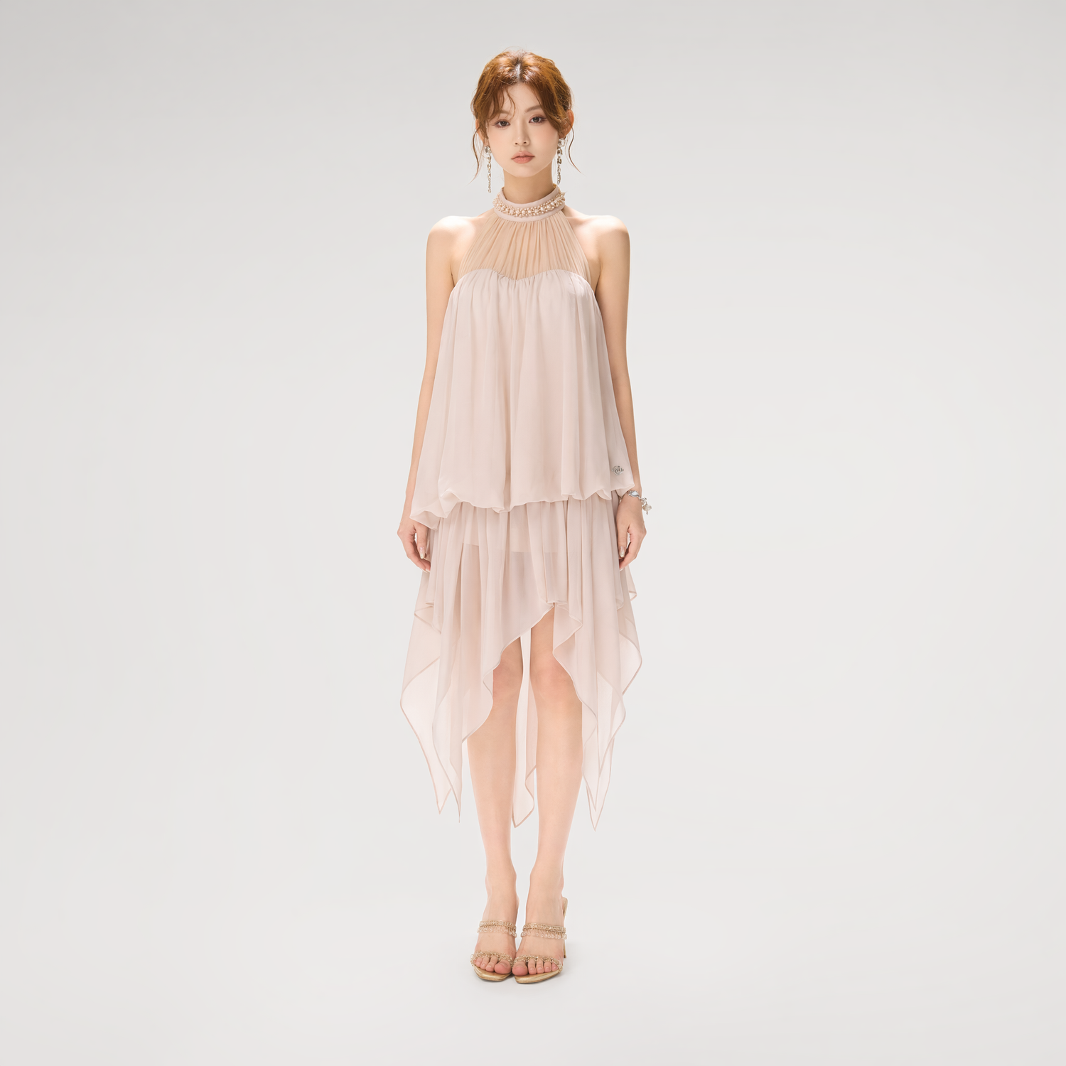 CYNR Pearl Halter Midi Dress – view 2