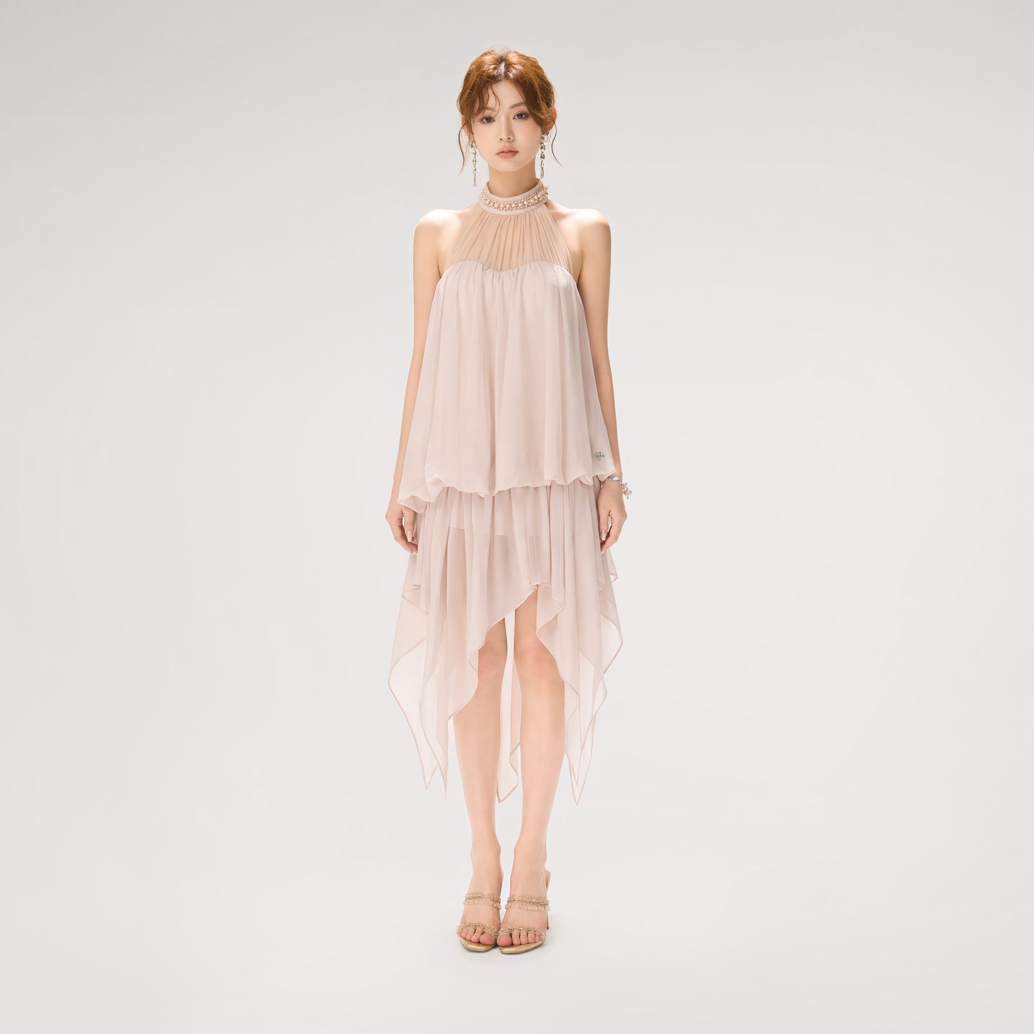 CYNR Pearl Halter Midi Dress – view 2