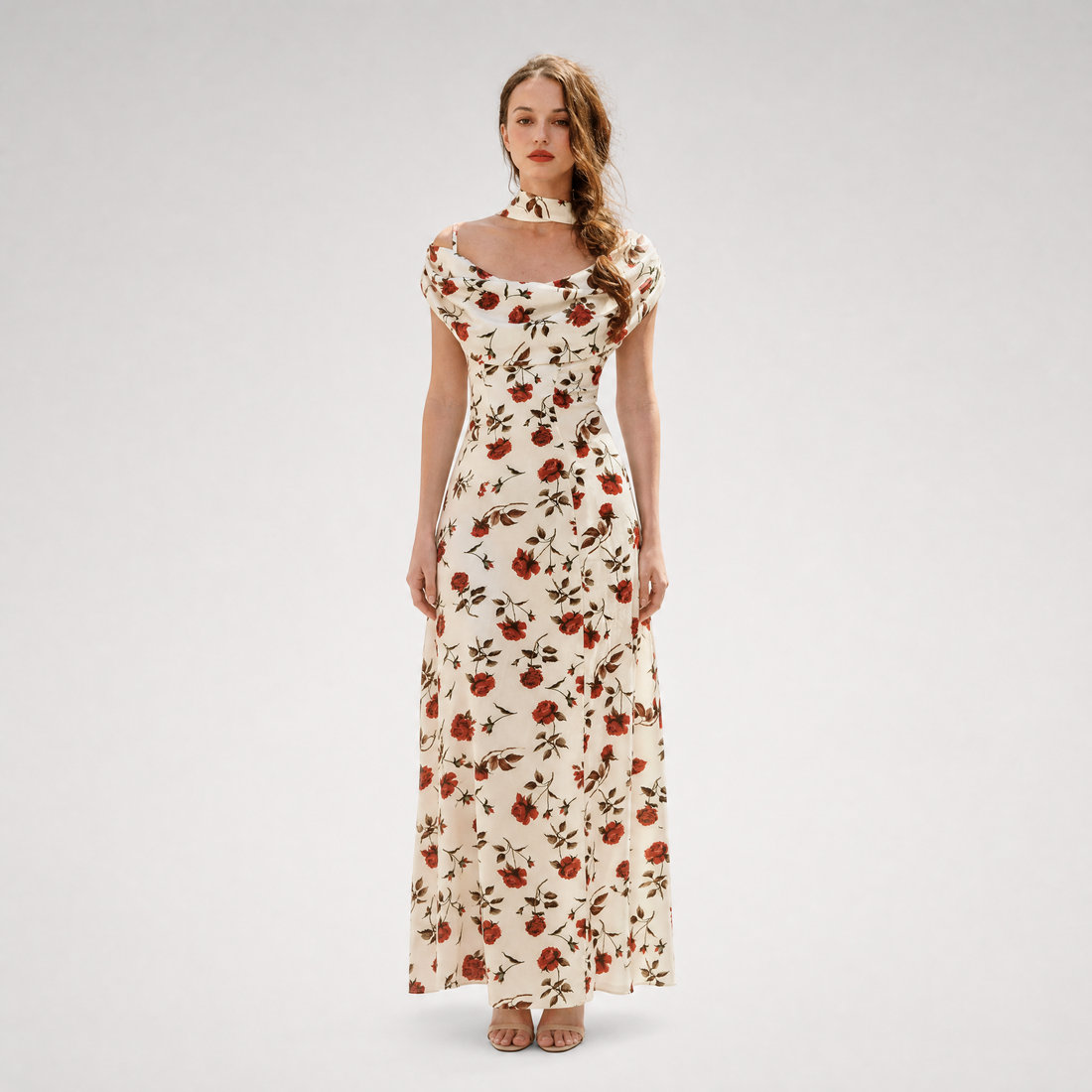 Floral Draped Maxi Dress