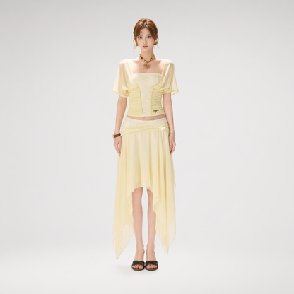 Lace Panel Irregular Skirt