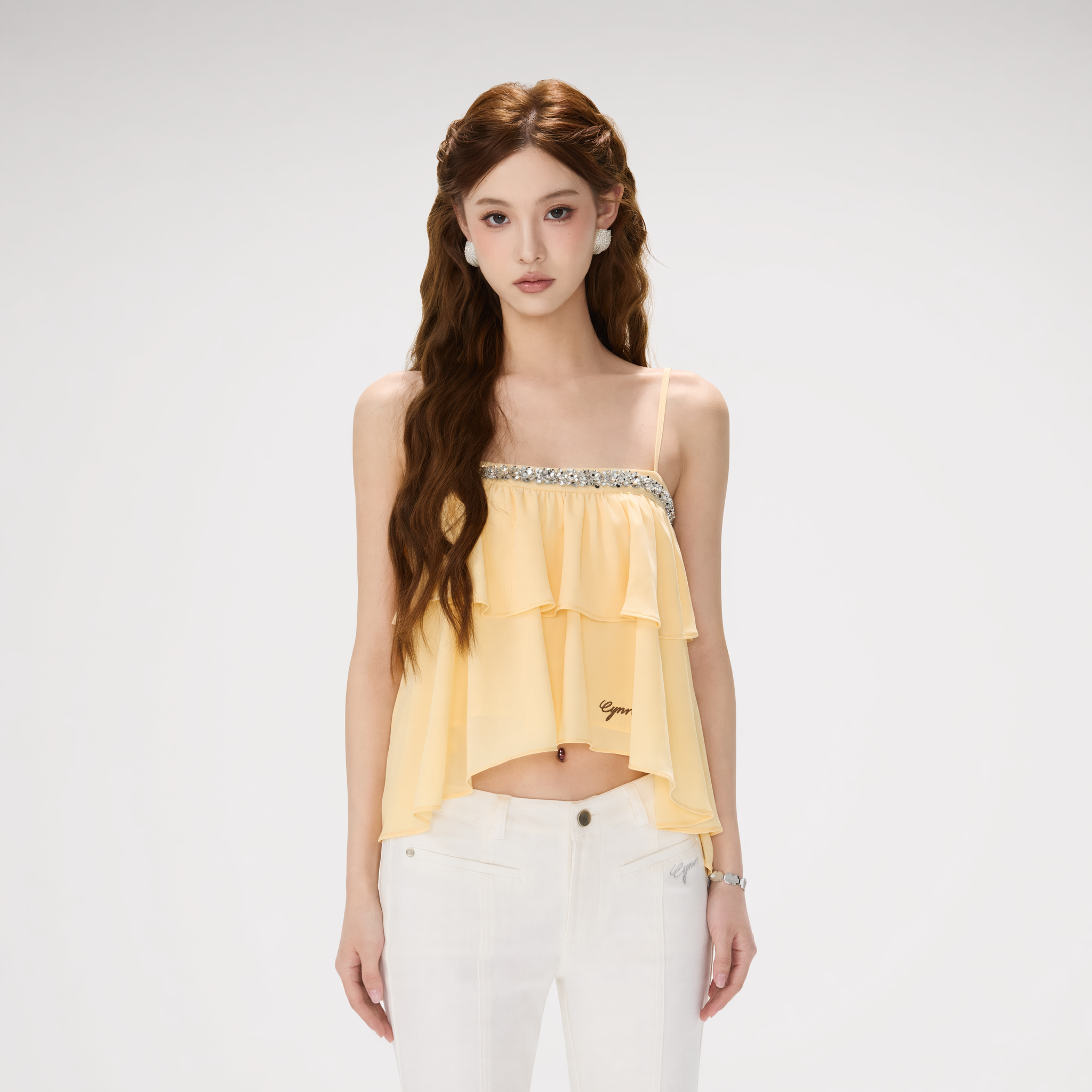 CYNR Crystal Ruffle Cami – Vest &amp; Tank Tops