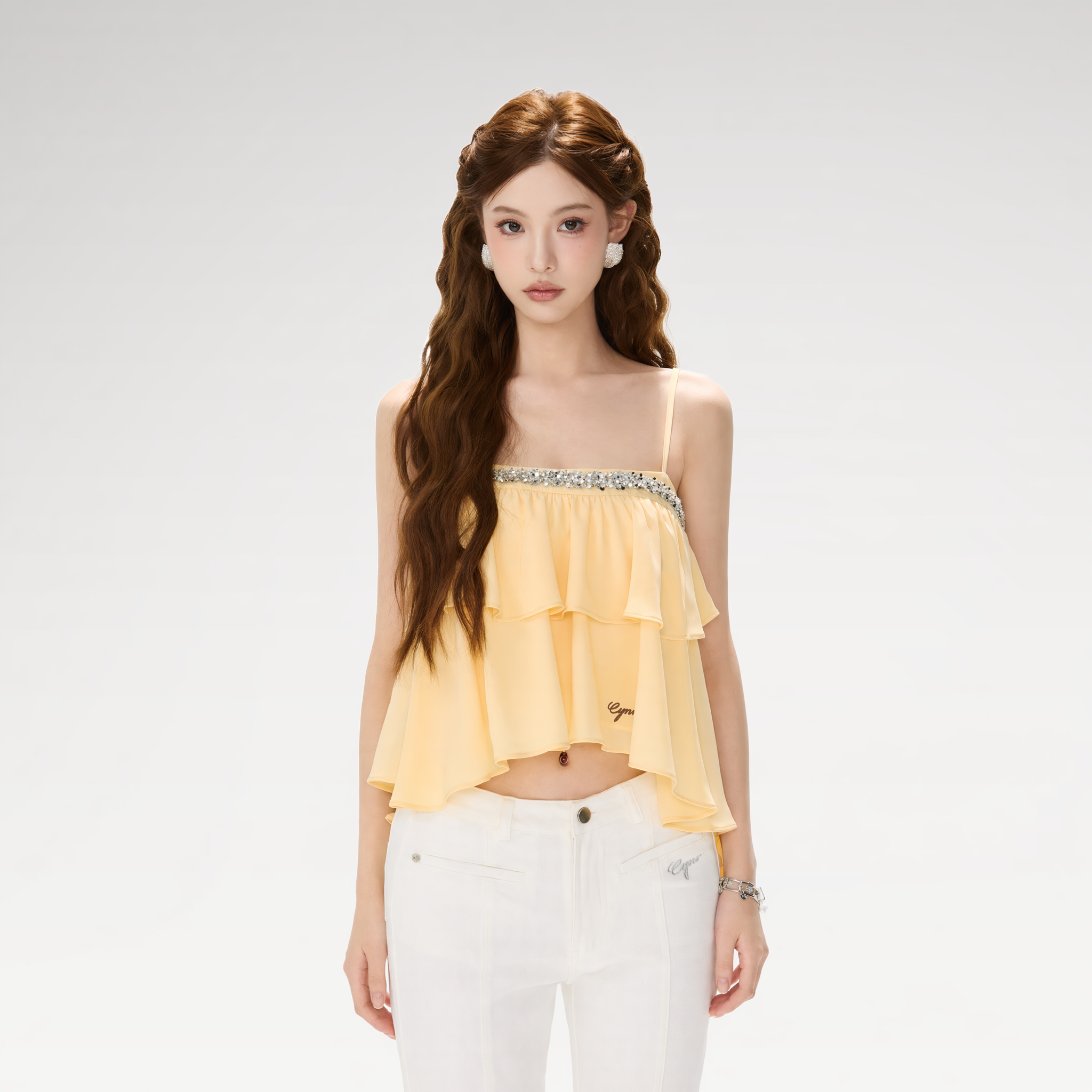 CYNR Crystal Ruffle Cami – view 4