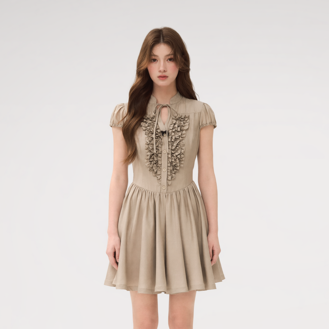 Acetate Ruffle Midi Dress