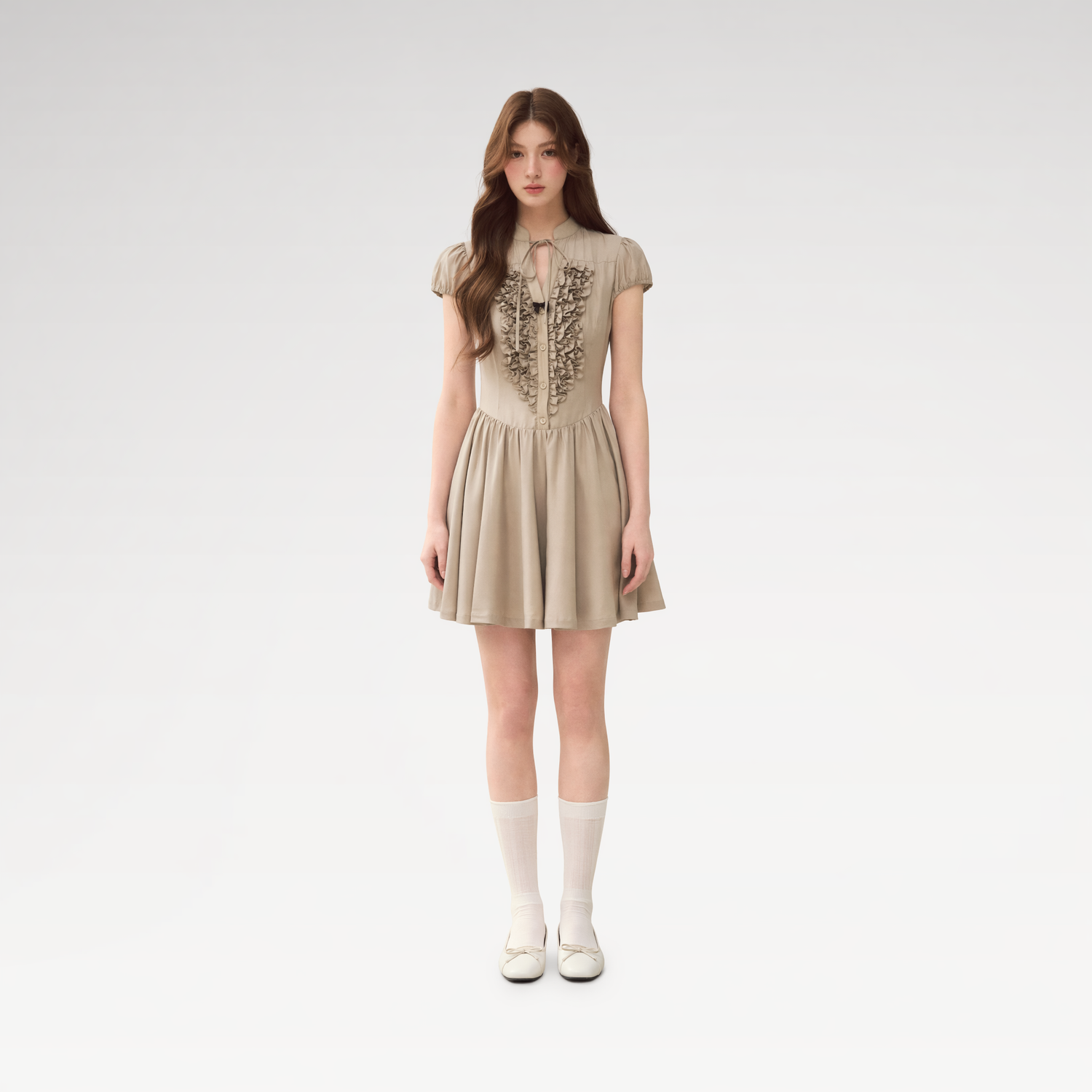 Acetate Ruffle Midi Dress