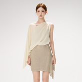 CYNR Sheer Drape Off-Shoulder Dress – Mini Dresses