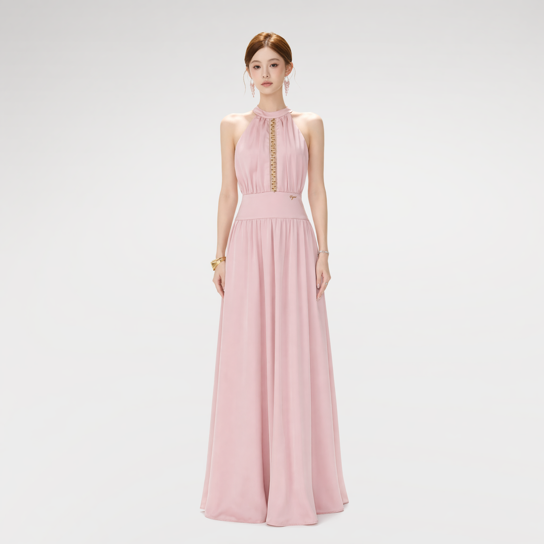 Rhinestone Halter Maxi Dress