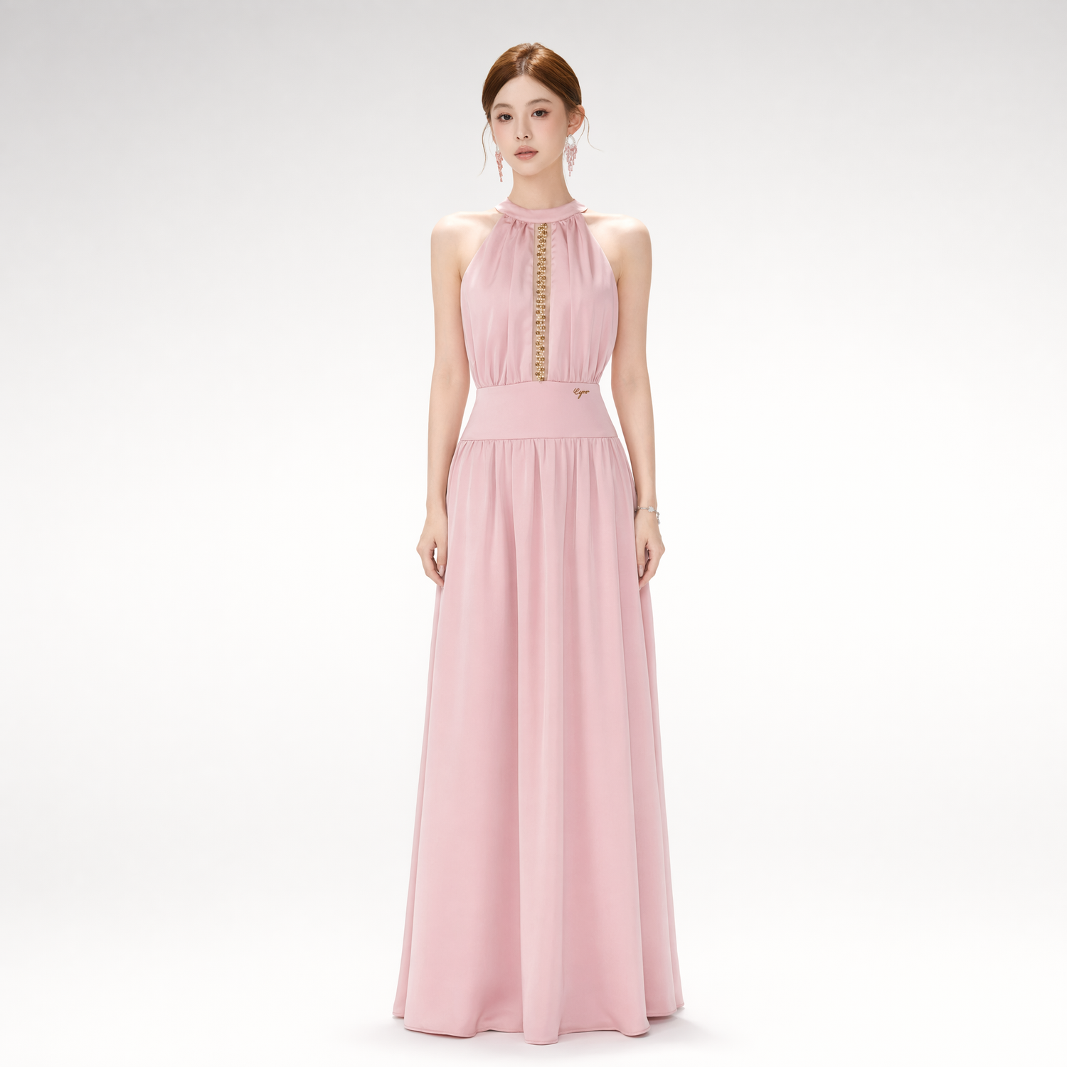 Rhinestone Halter Maxi Dress