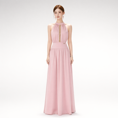 Rhinestone Halter Maxi Dress