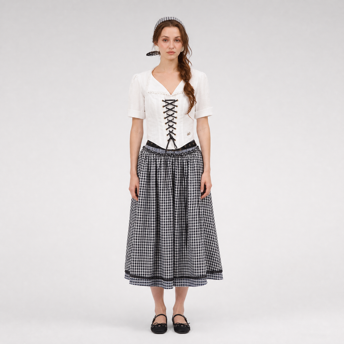 Jacquard Sailor Collar Skirt Set