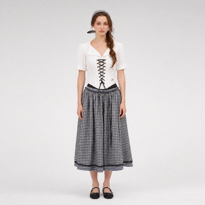 Jacquard Sailor Collar Skirt Set