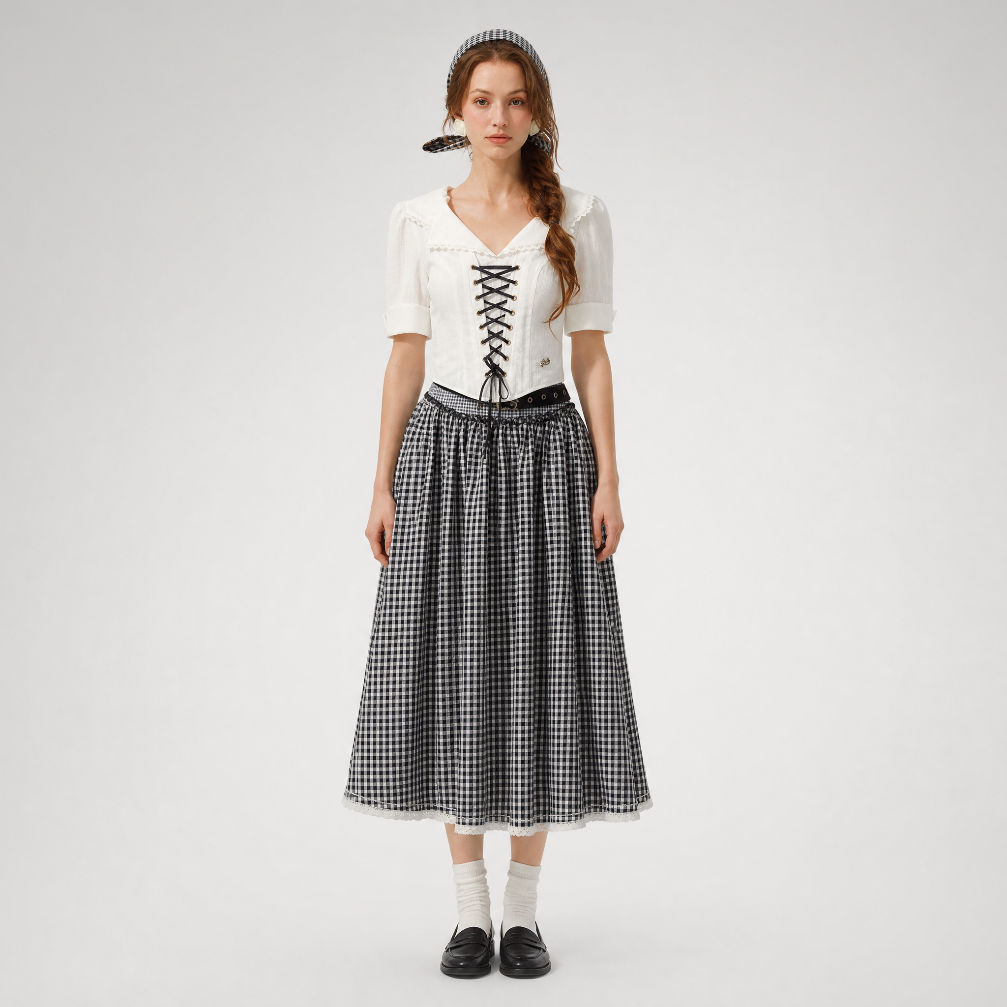 Jacquard Sailor Collar Skirt Set